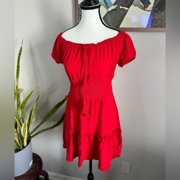 American Eagle Red Mini Festival Dress - Picture 1 of 6